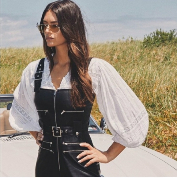 NWT WE WORE WHAT BLACK MOTO LEATHER OVERALLS - Picture 5 of 14